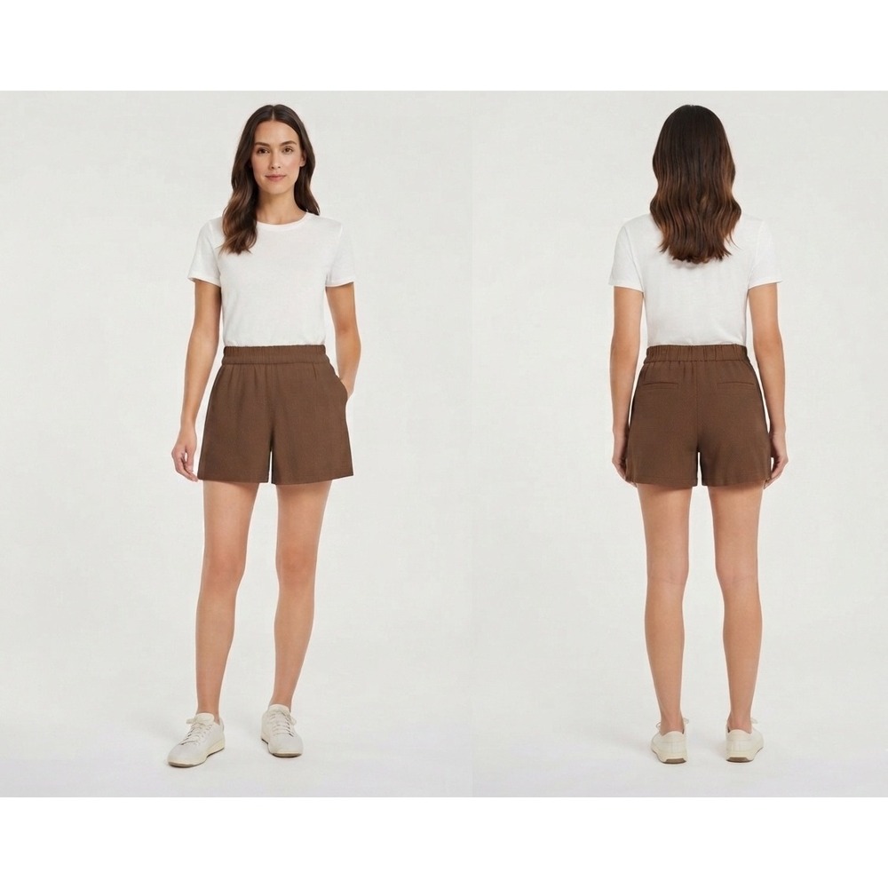 Three Dots Brown Pull On Shorts XL Cotton Viscose Eyelet Pattern 1959126 NWT